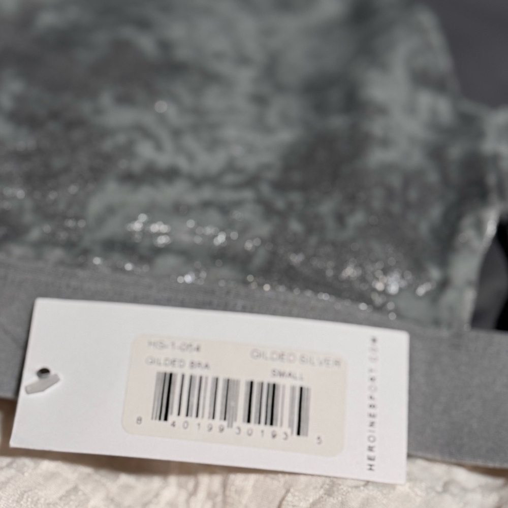 Heroine Sport Brand New With Tags Gray Sparkle Crop Top Size S - Picture 3 of 4